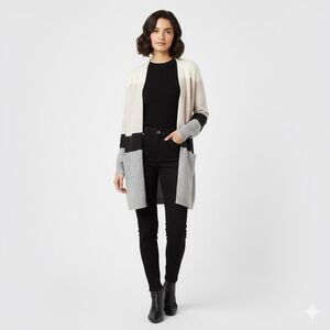 🆕 Twik | Pastel Colorblock Soft Open Front Long Cardigan with Pockets